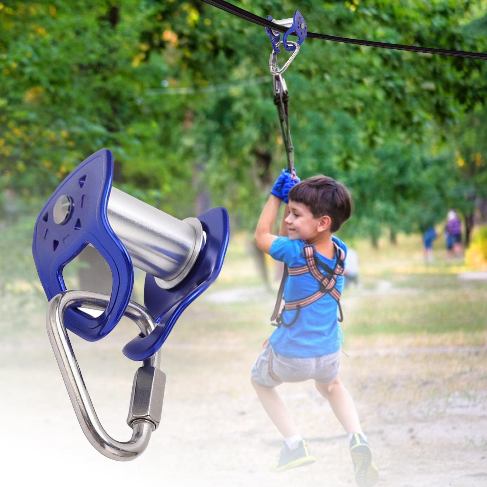 Kids Outdoor Treehouse - Heavy Duty Zip Line Trolley Quick